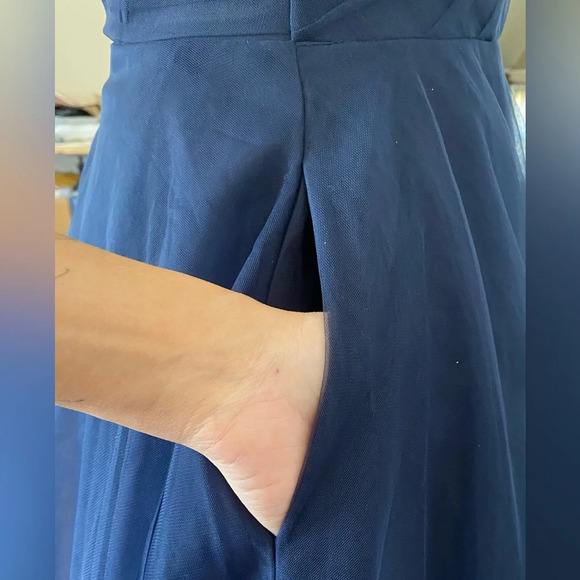 NWT La Femme Illusion A-Line Tulle Ballgown Navy Size 6 - Picture 12 of 16